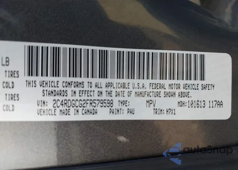 2015 Dodge Grand Caravan Sxt из США, поврежденный, VIN 2C4RDGCG2FR579598